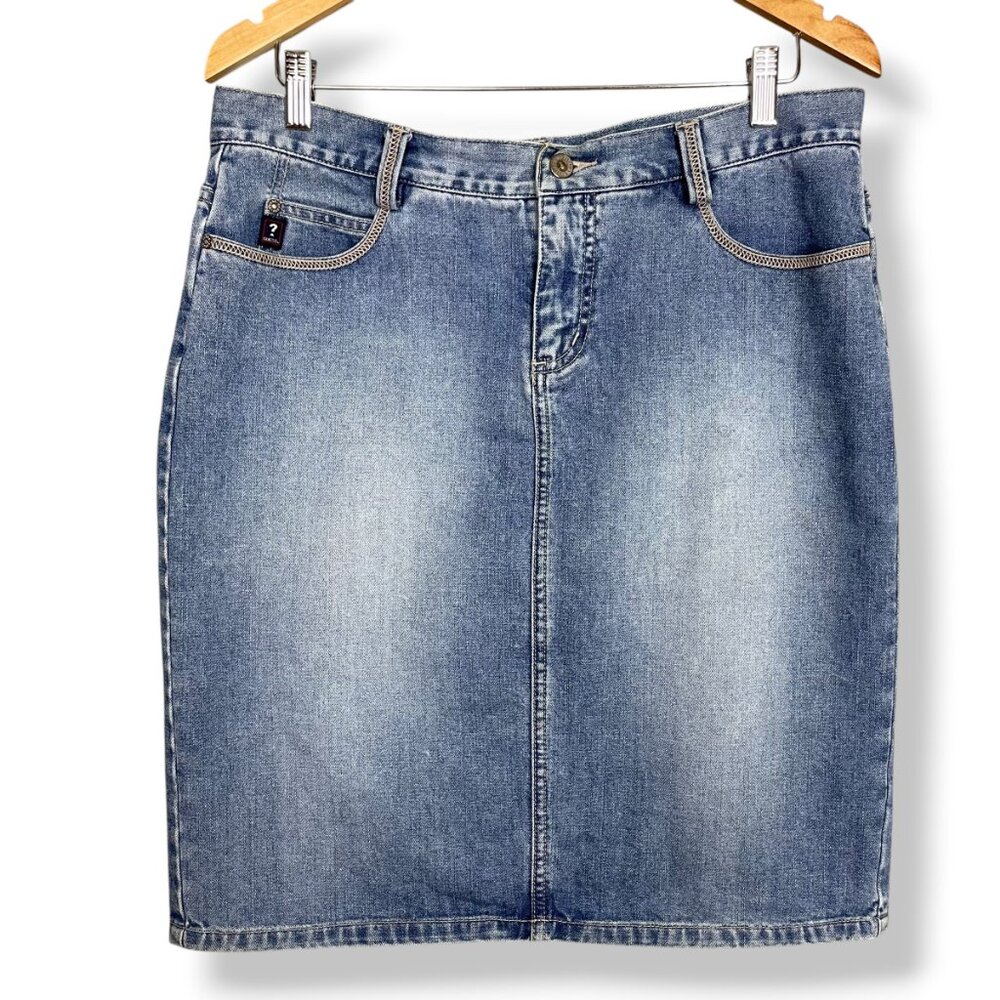 Vintage Y2K Guess Denim Skirt Medium Wash Women Jean Mini Cotton Classic Blue